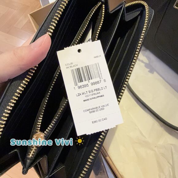 NWT Bundle COACH CCD49 Station Tote Bag & CCL35 Long Wallet Signature Gold/Black - Picture 11 of 11